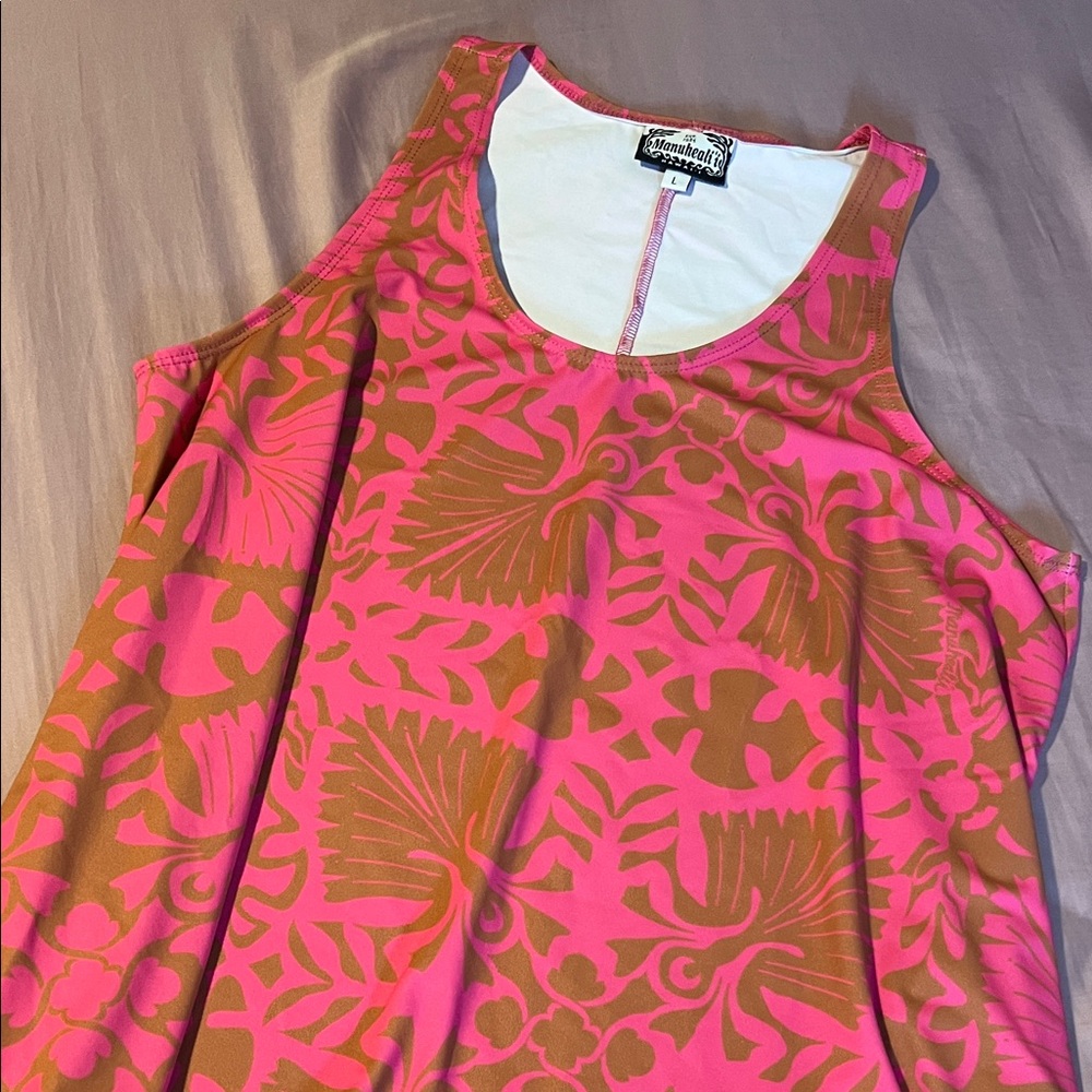 Manuheali’i Pink & Brown Floral-Print Sleeveless Tank